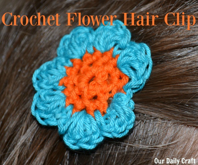 Crocheted Flower Hair Clips - Our Daily Craft