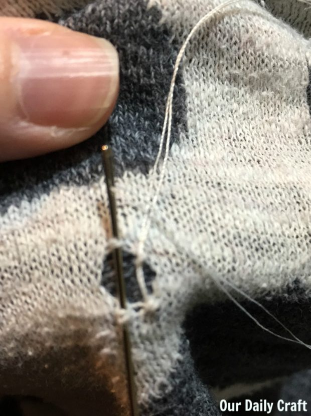 How to Mend a Sweater or other Knit Fabric with Holes in it