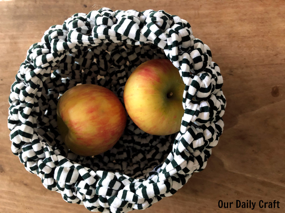 Crochet a Basket with T-Shirt Yarn - Our Daily Craft